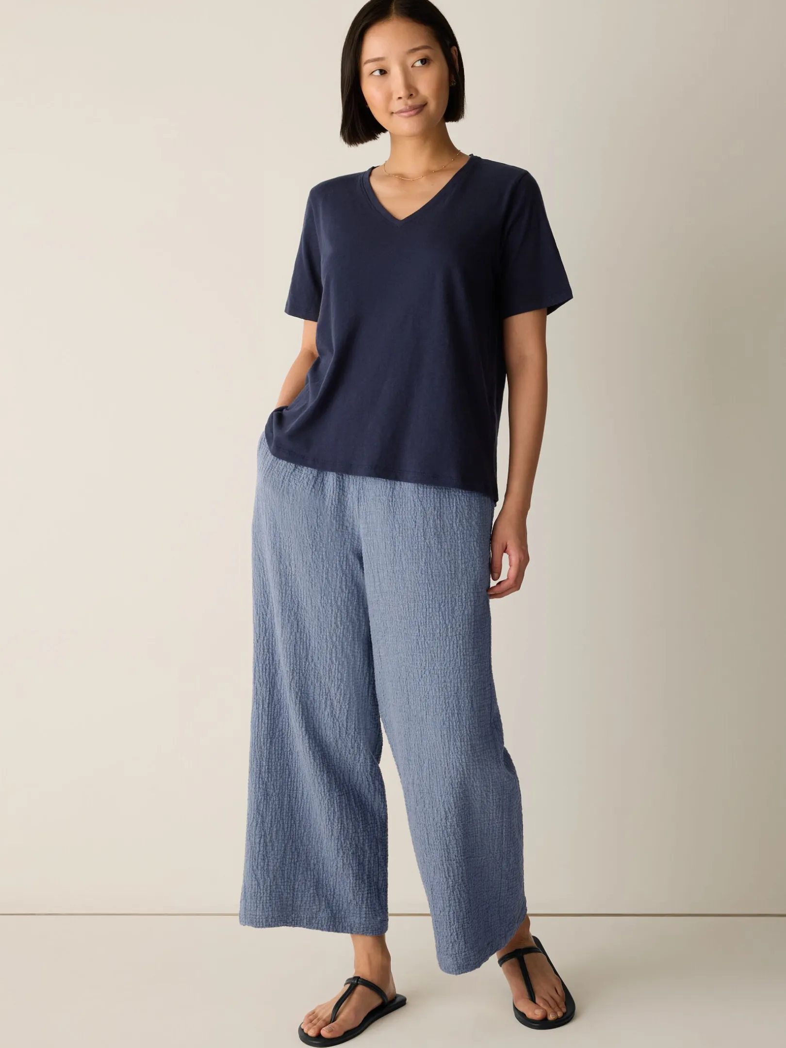 Organic Cotton Slubby Jersey V-Neck Tee