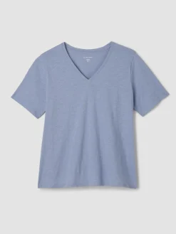 Organic Cotton Slubby Jersey V-Neck Tee