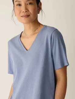 Organic Cotton Slubby Jersey V-Neck Tee