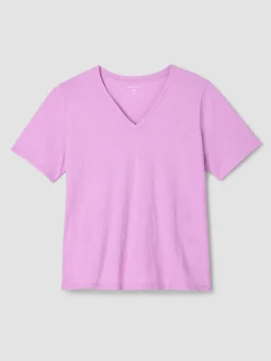 Organic Cotton Slubby Jersey V-Neck Tee