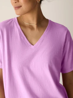 Organic Cotton Slubby Jersey V-Neck Tee