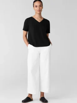 Organic Cotton Slubby Jersey V-Neck Tee