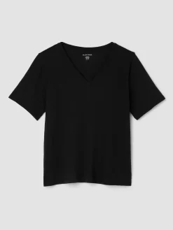 Organic Cotton Slubby Jersey V-Neck Tee