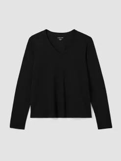 Organic Cotton Slubby JerseyV-Neck Top