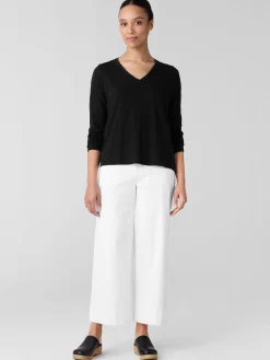 Organic Cotton Slubby JerseyV-Neck Top