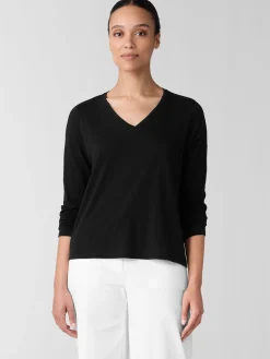 Organic Cotton Slubby JerseyV-Neck Top