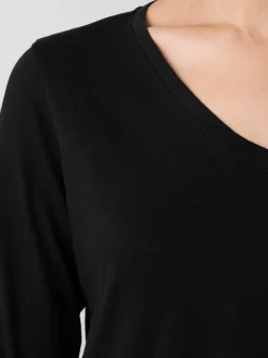 Organic Cotton Slubby JerseyV-Neck Top