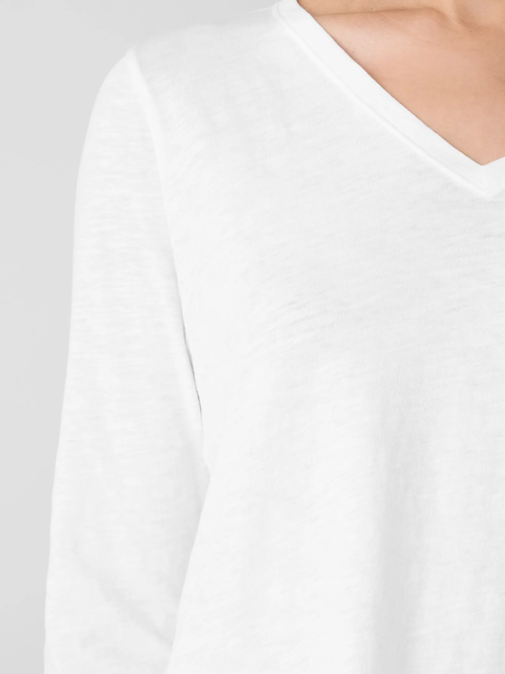 Organic Cotton Slubby JerseyV-Neck Top