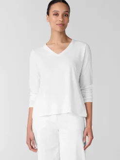 Organic Cotton Slubby JerseyV-Neck Top