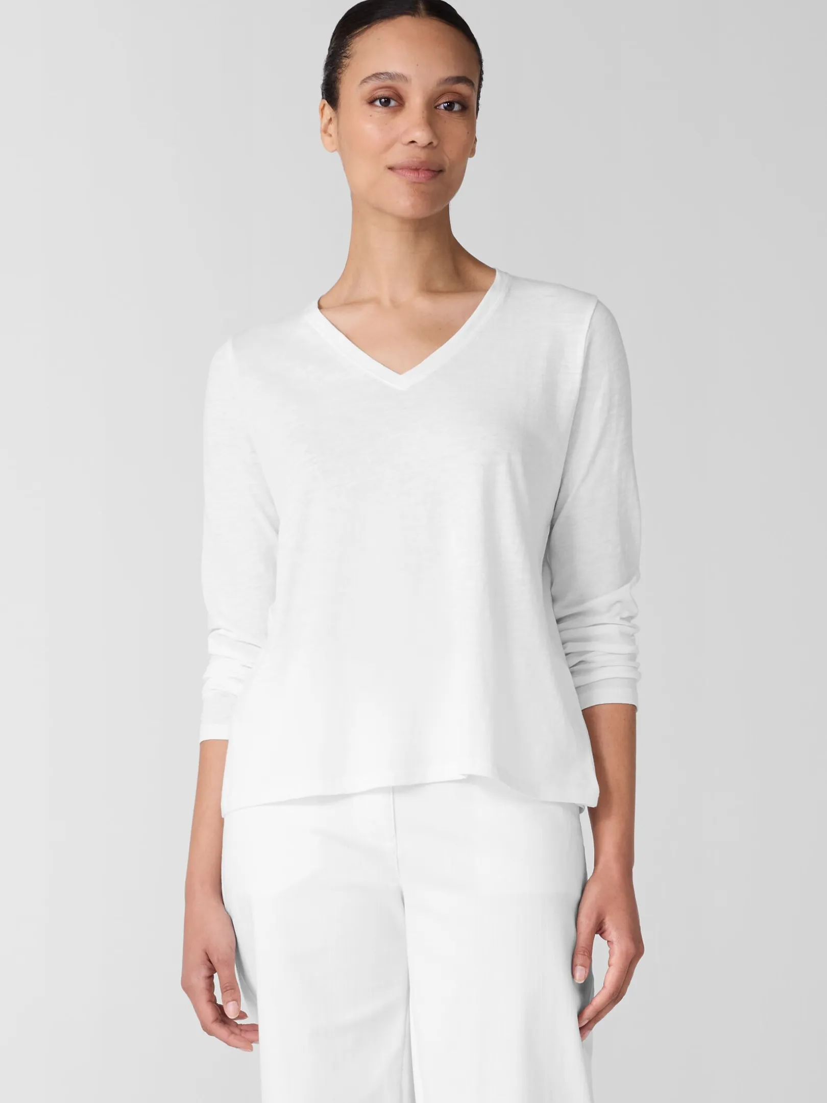 Organic Cotton Slubby JerseyV-Neck Top