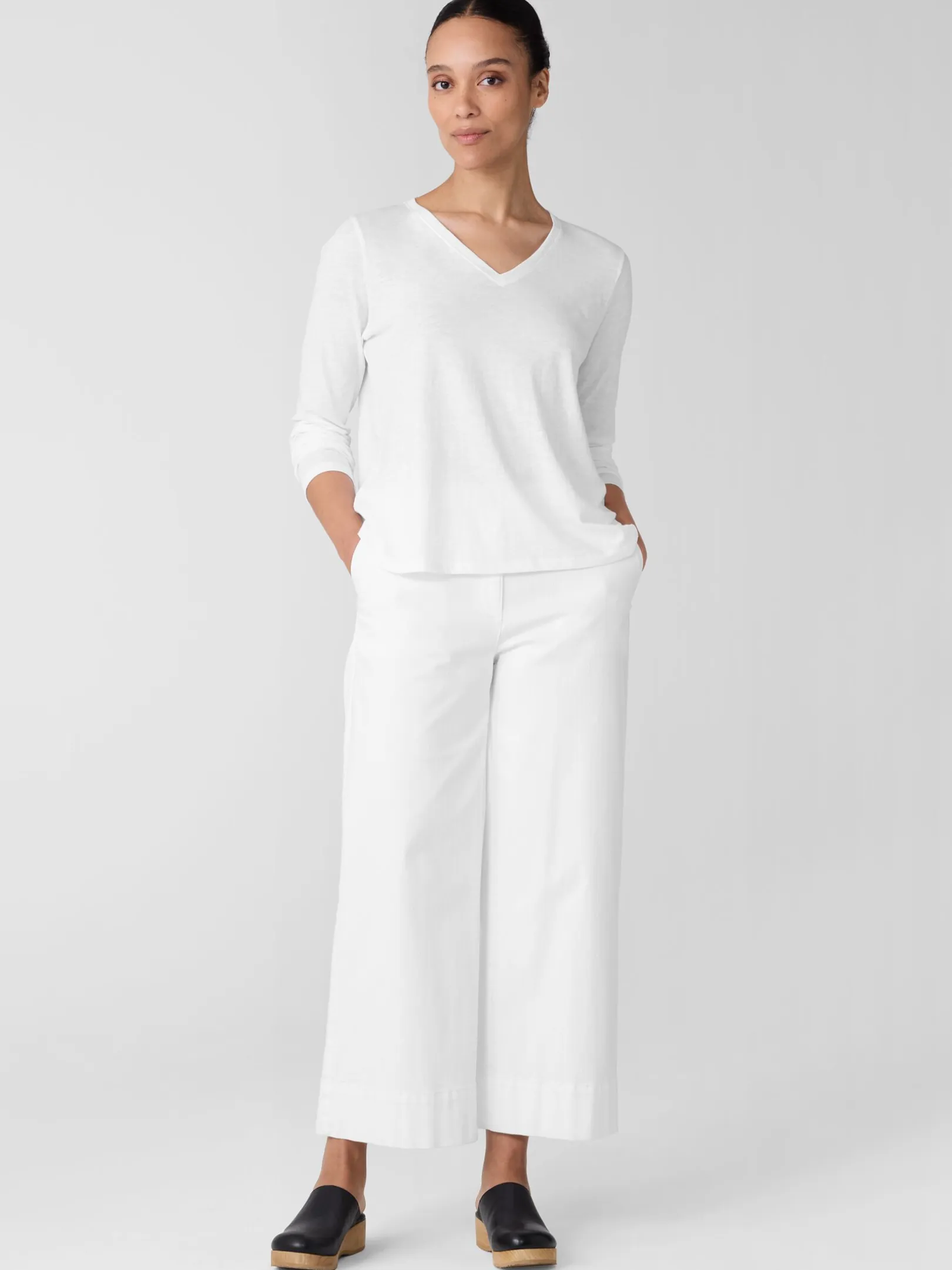 Organic Cotton Slubby JerseyV-Neck Top