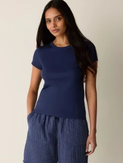 Organic Cotton Stretch Rib Crew Neck Tee
