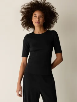 Organic Cotton Stretch Rib Crew Neck Tee