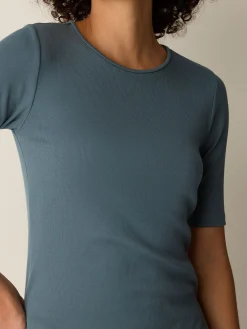 Organic Cotton Stretch Rib Crew Neck Tee