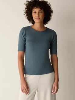 Organic Cotton Stretch Rib Crew Neck Tee