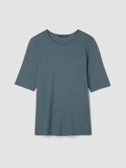 Organic Cotton Stretch Rib Crew Neck Tee