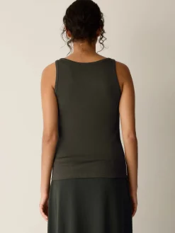 Organic Cotton Stretch Rib Scoop Neck Tank