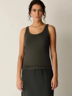 Organic Cotton Stretch Rib Scoop Neck Tank