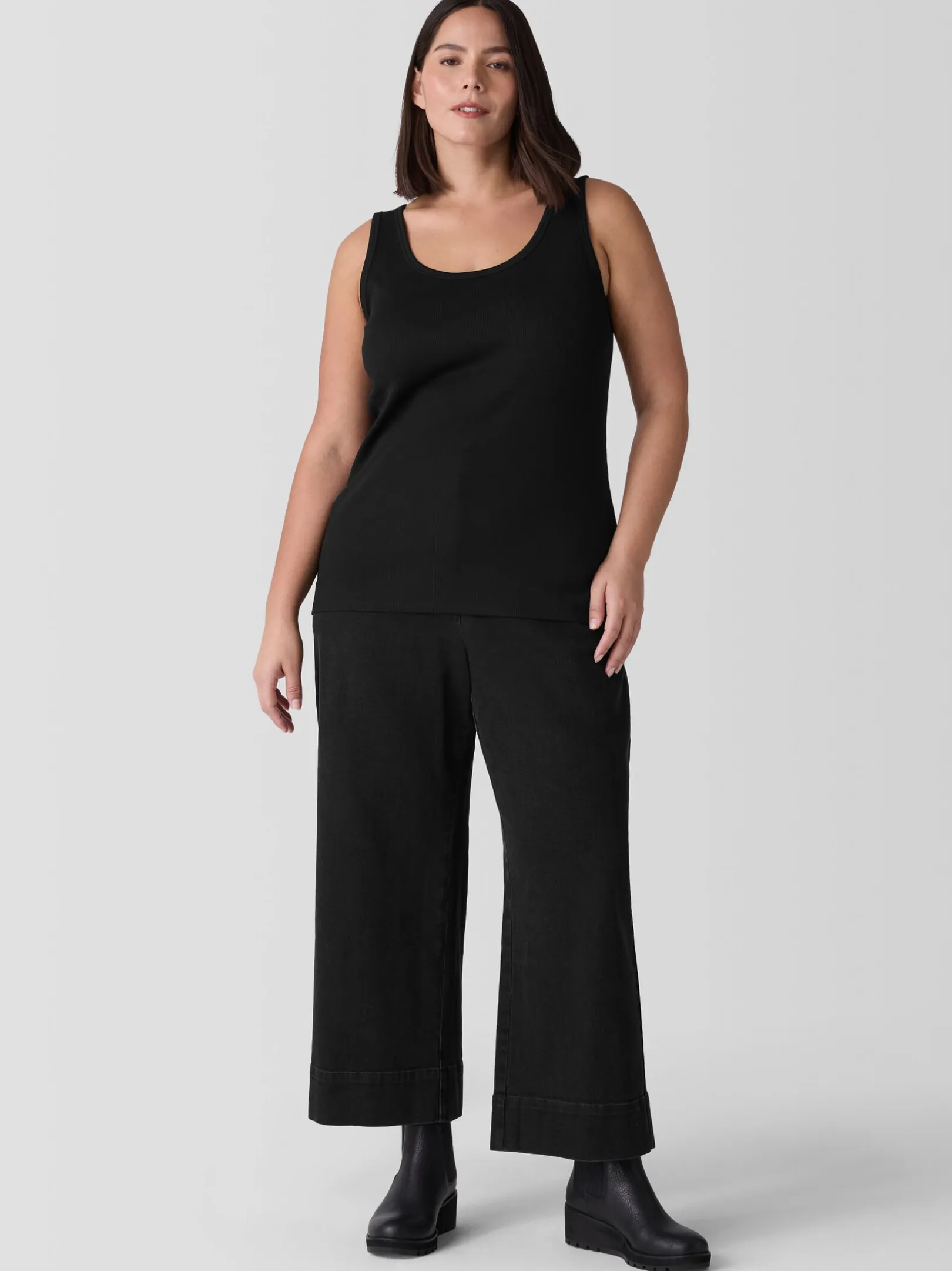 Organic Cotton Stretch Rib Scoop Neck Tank