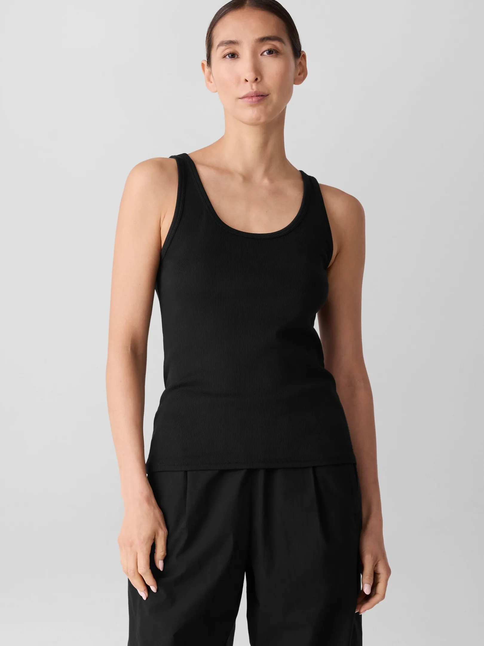 Organic Cotton Stretch Rib Scoop Neck Tank
