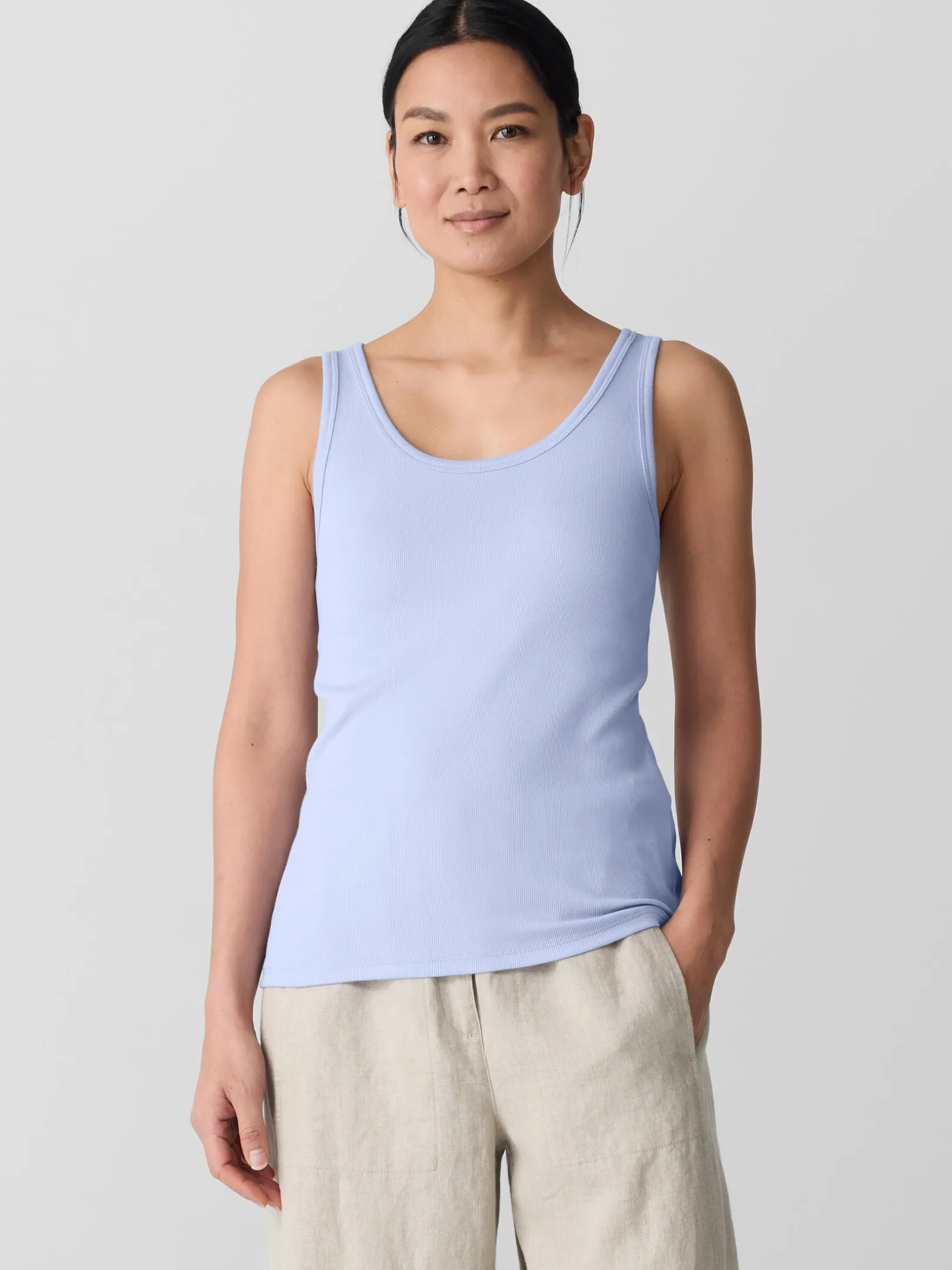 Organic Cotton Stretch Rib Slim Tank