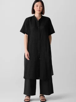 Organic Cotton Voile Box Band Collar Shirt