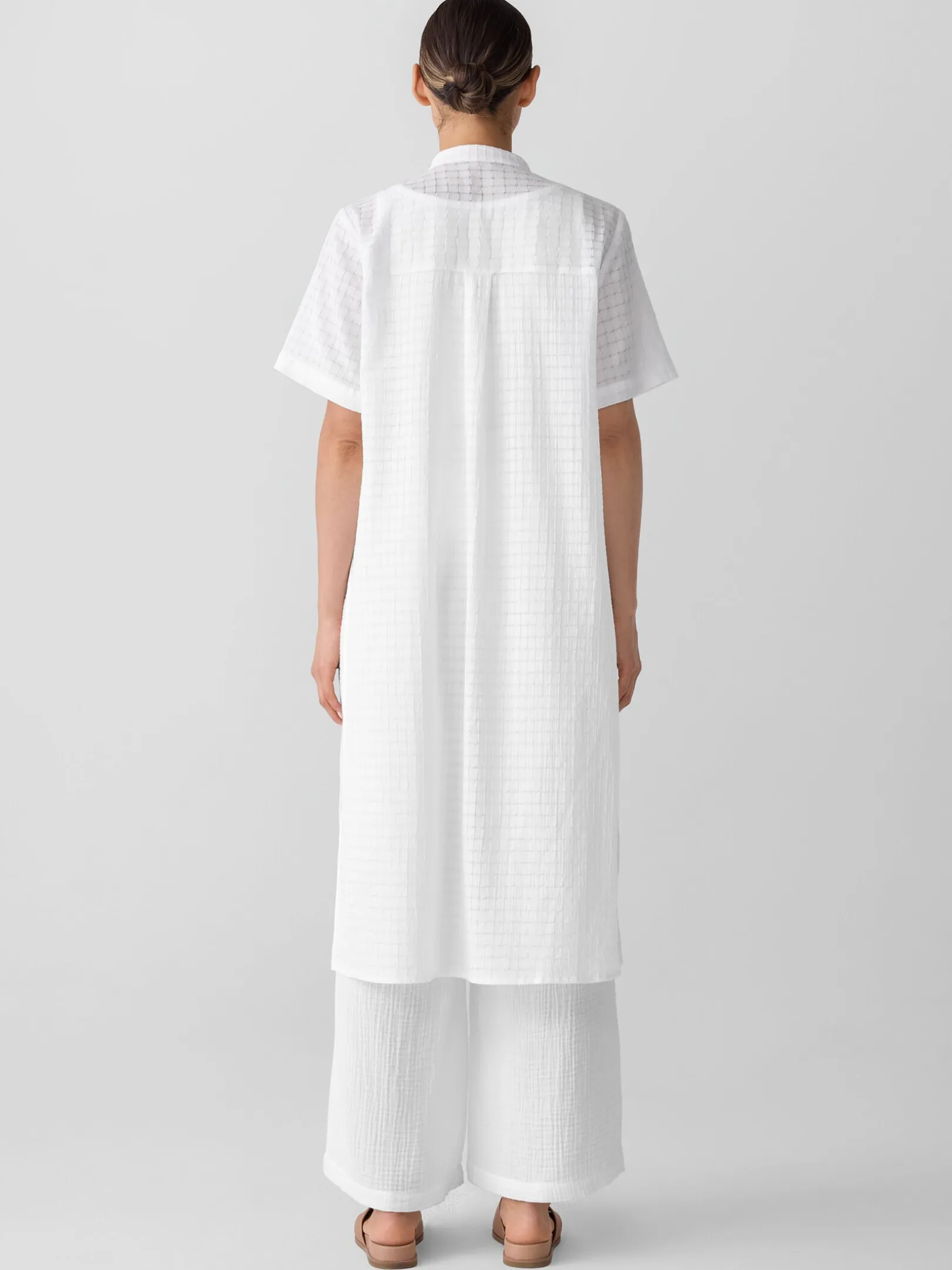 Organic Cotton Voile Box Band Collar Shirt
