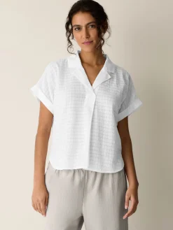 Organic Cotton Voile Box Notch Collar Shirt