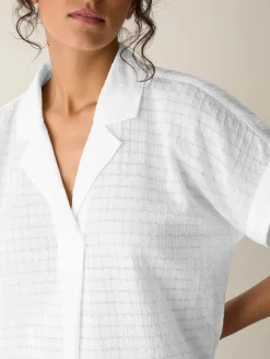 Organic Cotton Voile Box Notch Collar Shirt