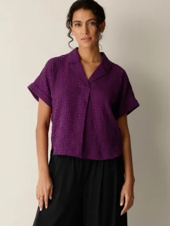 Organic Cotton Voile Box Notch Collar Shirt