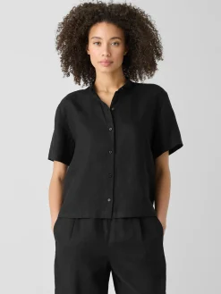 Organic Handkerchief LinenBand Collar Shirt