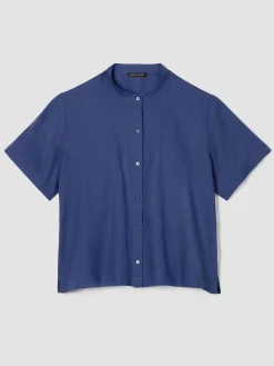 Organic Handkerchief LinenBand Collar Shirt