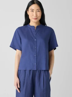 Organic Handkerchief LinenBand Collar Shirt