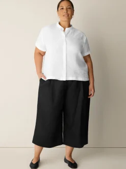 Organic Handkerchief Linen Band Collar Shirt