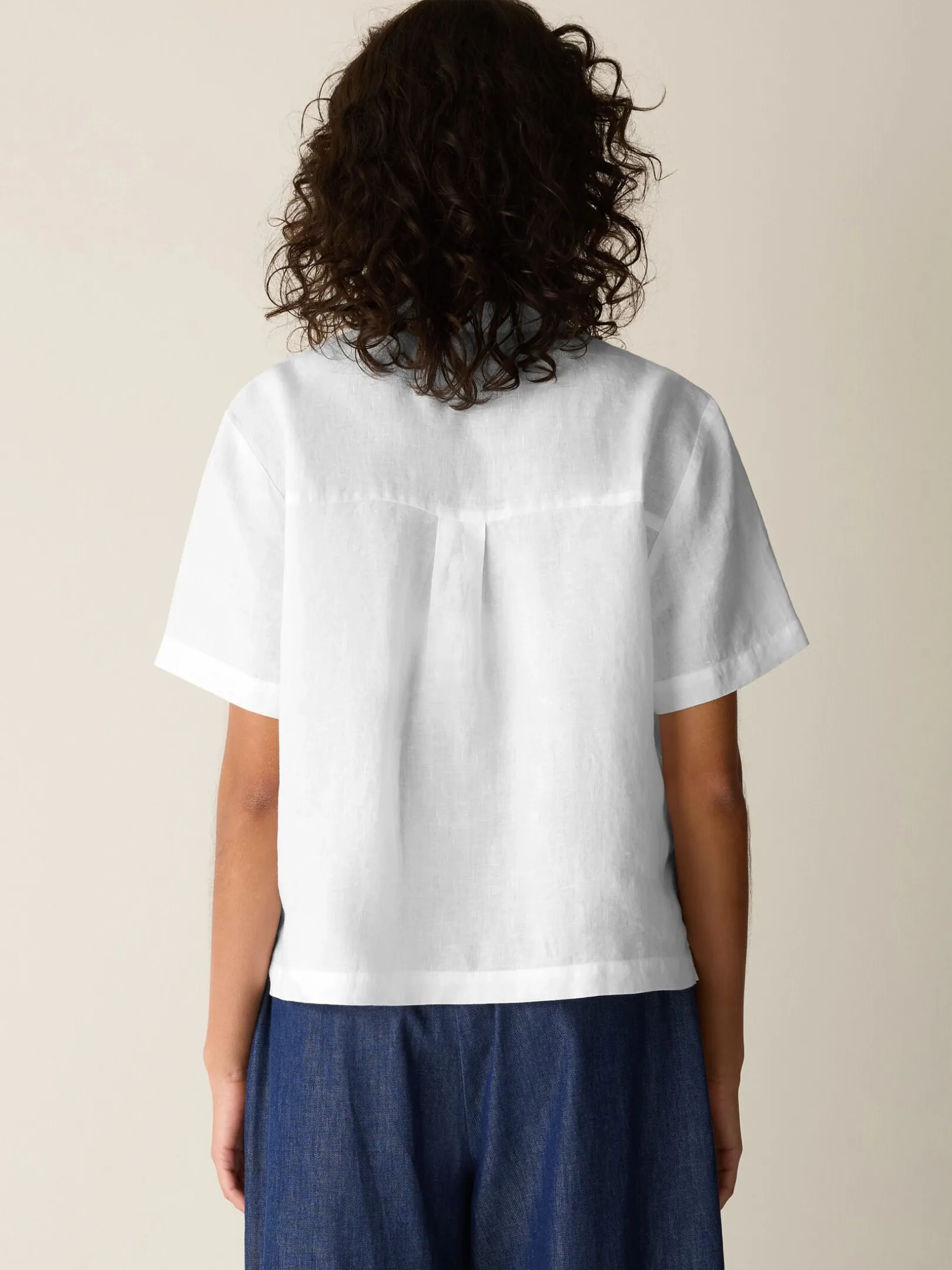 Organic Handkerchief Linen Band Collar Shirt