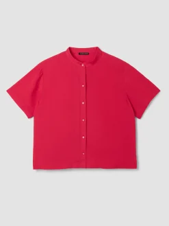 Organic Handkerchief Linen Band Collar Shirt