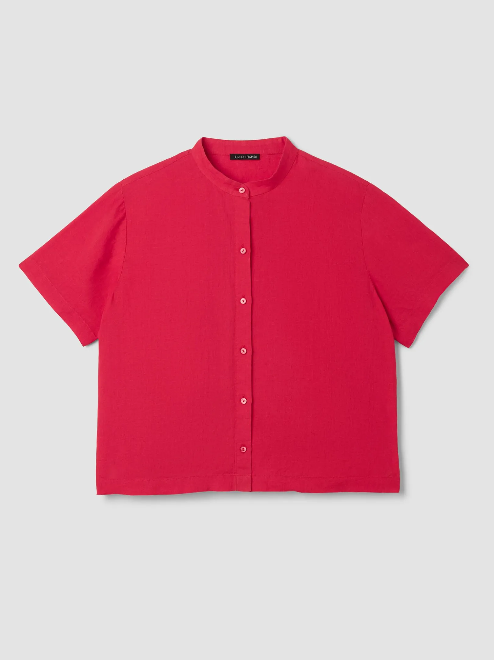 Organic Handkerchief Linen Band Collar Shirt