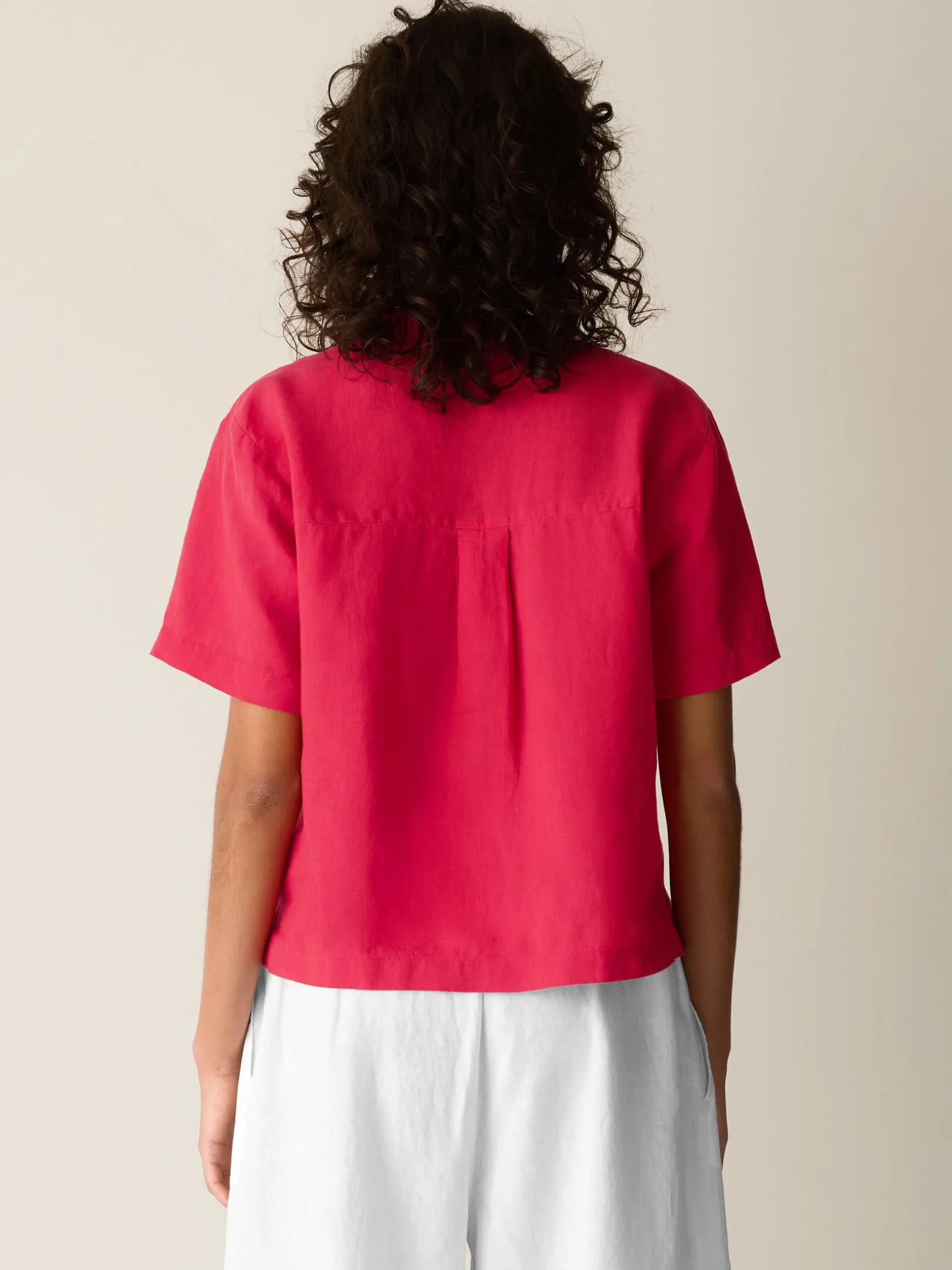 Organic Handkerchief Linen Band Collar Shirt