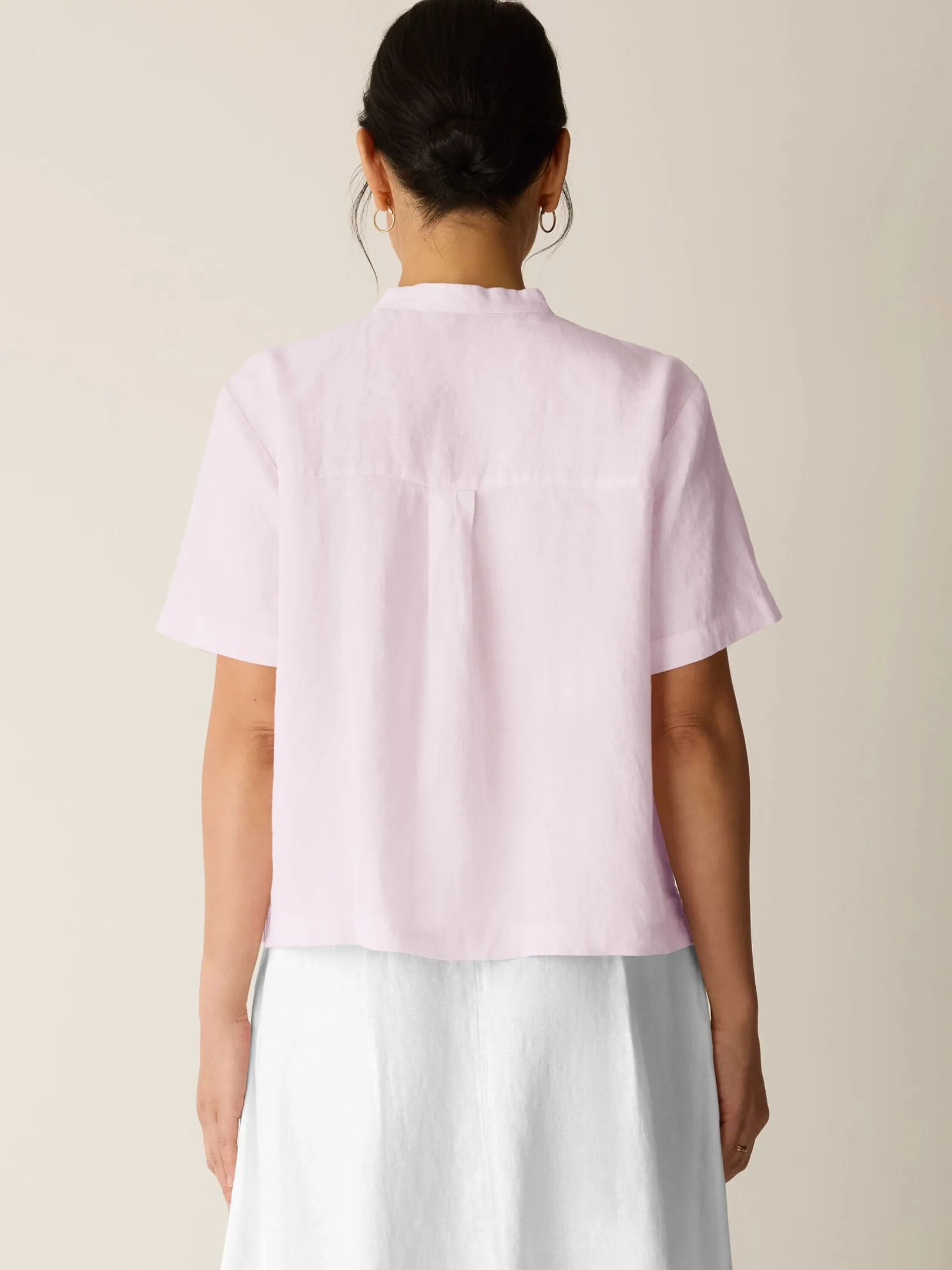 Organic Handkerchief Linen Band Collar Shirt