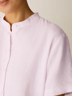 Organic Handkerchief Linen Band Collar Shirt