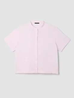Organic Handkerchief Linen Band Collar Shirt