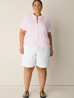Organic Handkerchief Linen Band Collar Shirt