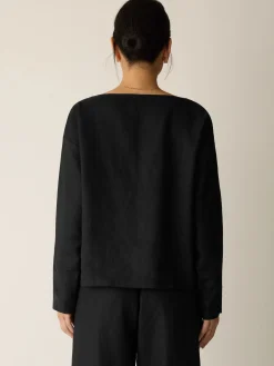 Organic Handkerchief Linen Bateau Neck Box-Top