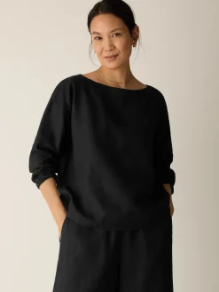 Organic Handkerchief Linen Bateau Neck Box-Top