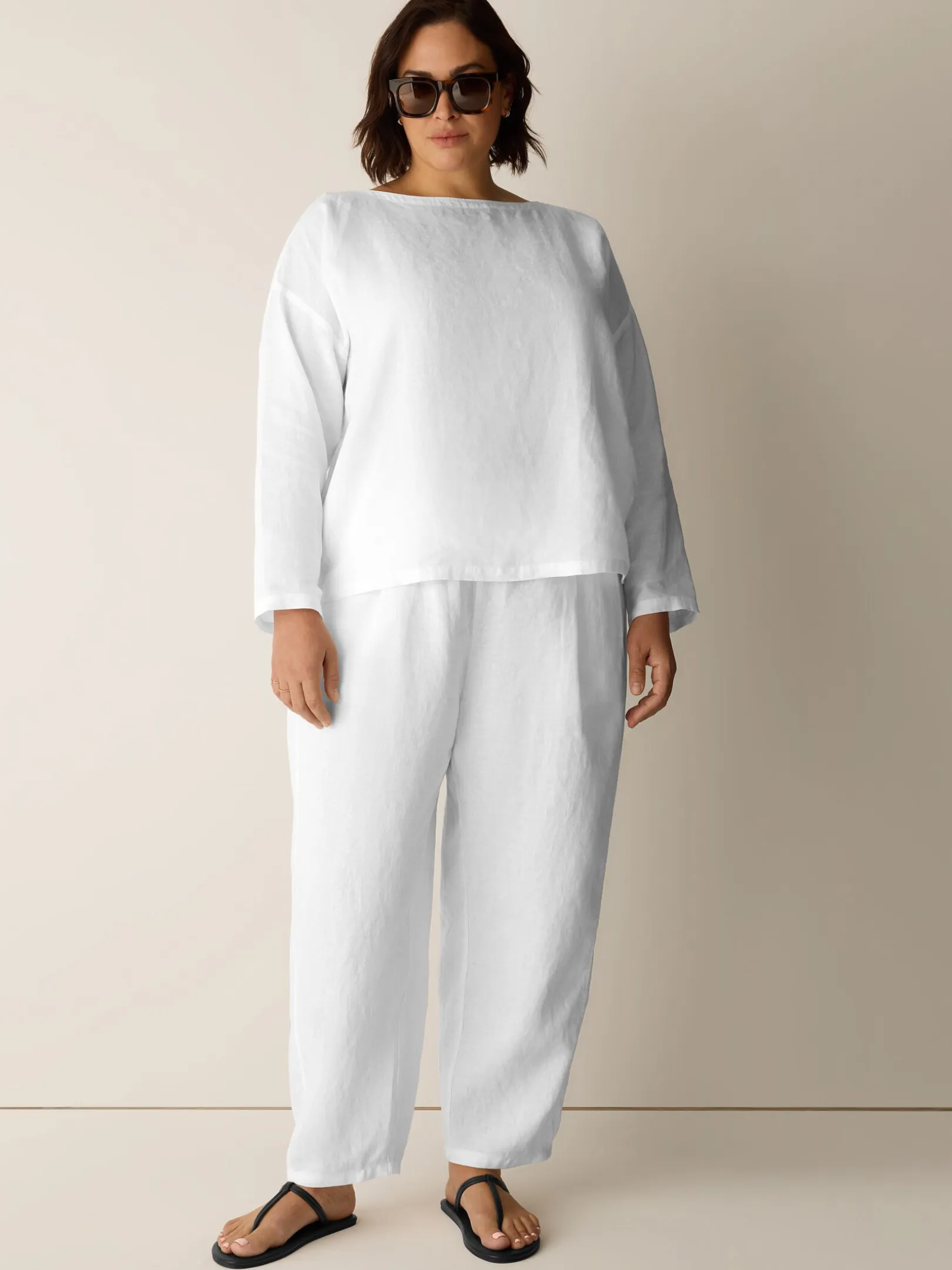 Organic Handkerchief Linen Bateau Neck Box-Top