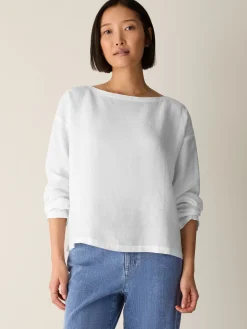 Organic Handkerchief Linen Bateau Neck Box-Top
