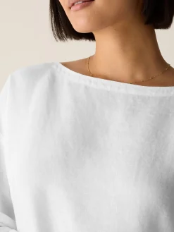 Organic Handkerchief Linen Bateau Neck Box-Top