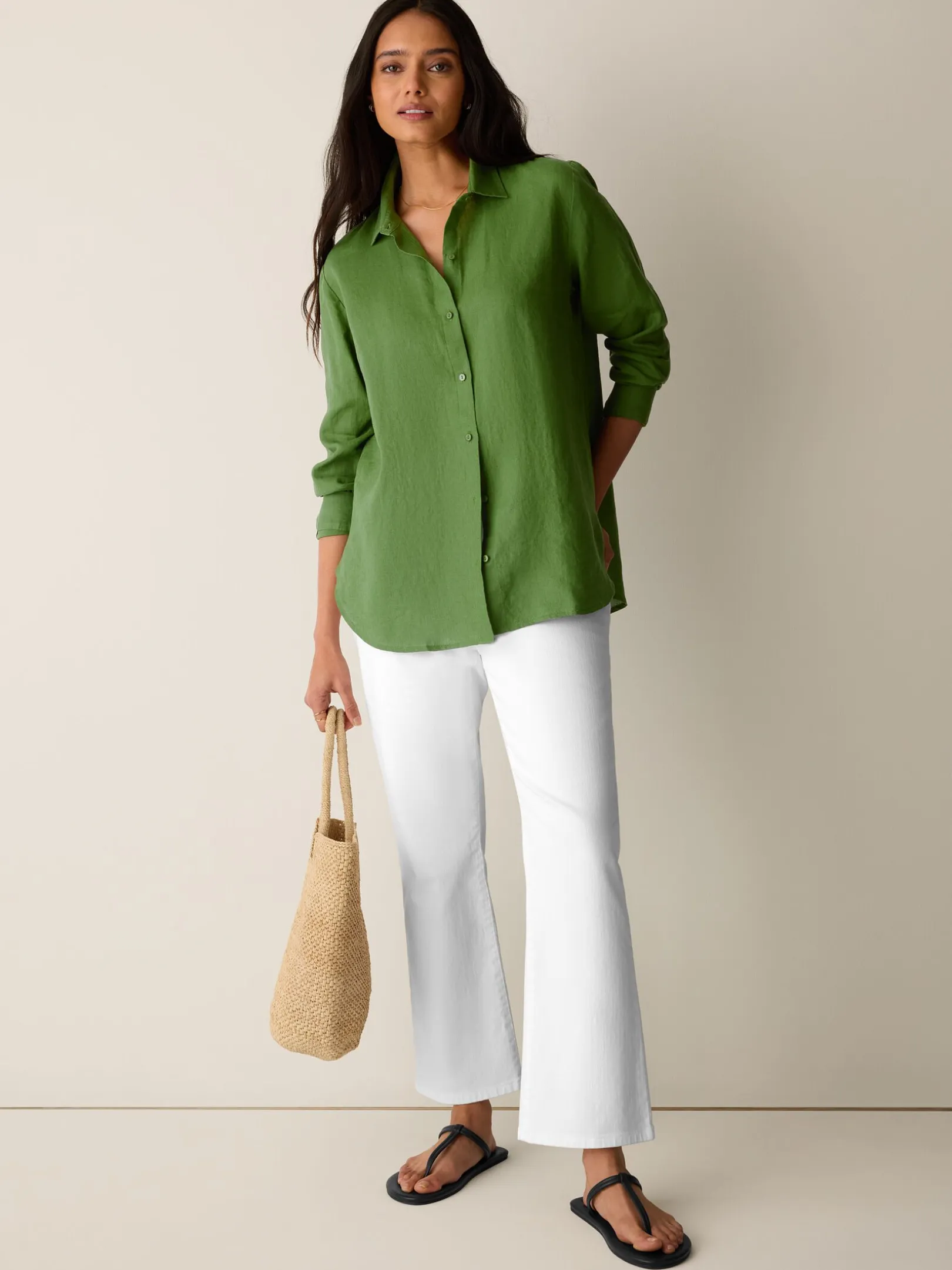 Organic Handkerchief Linen Classic Collar Shirt
