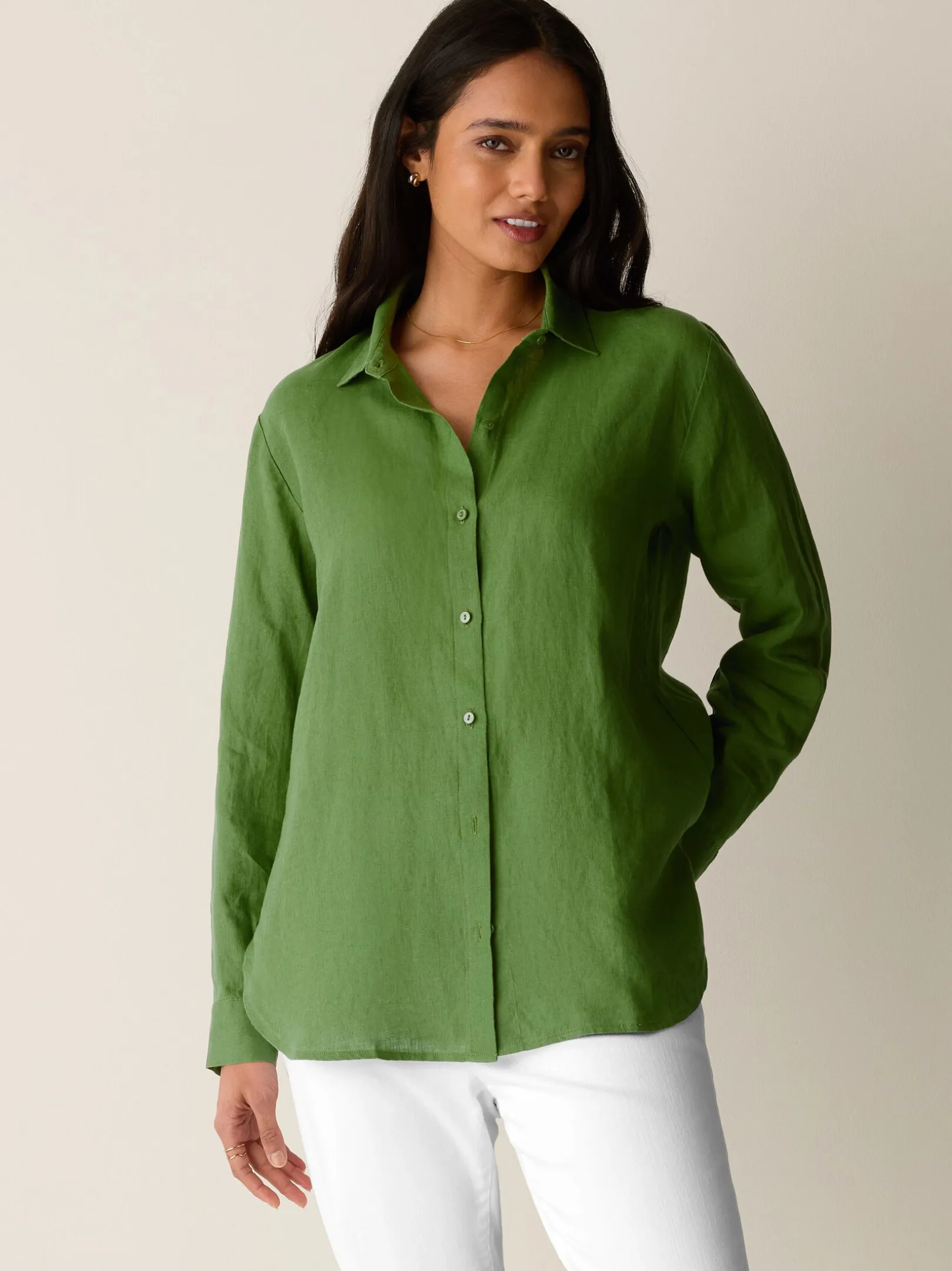 Organic Handkerchief Linen Classic Collar Shirt