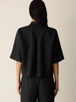 Organic Handkerchief Linen Elbow-Sleeve Shirt